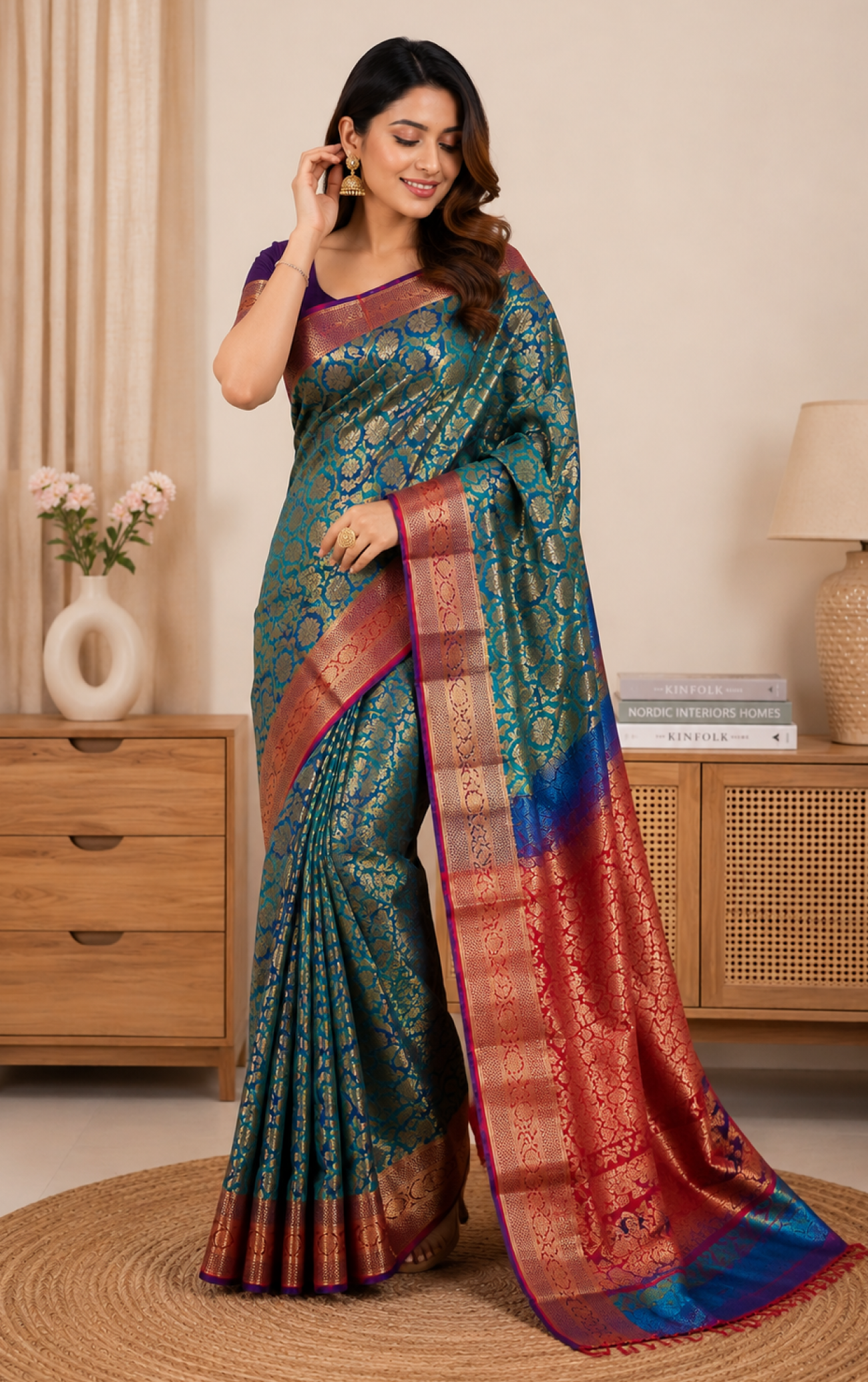 Leaf print Normal sleeves| Zipless feeding maxi